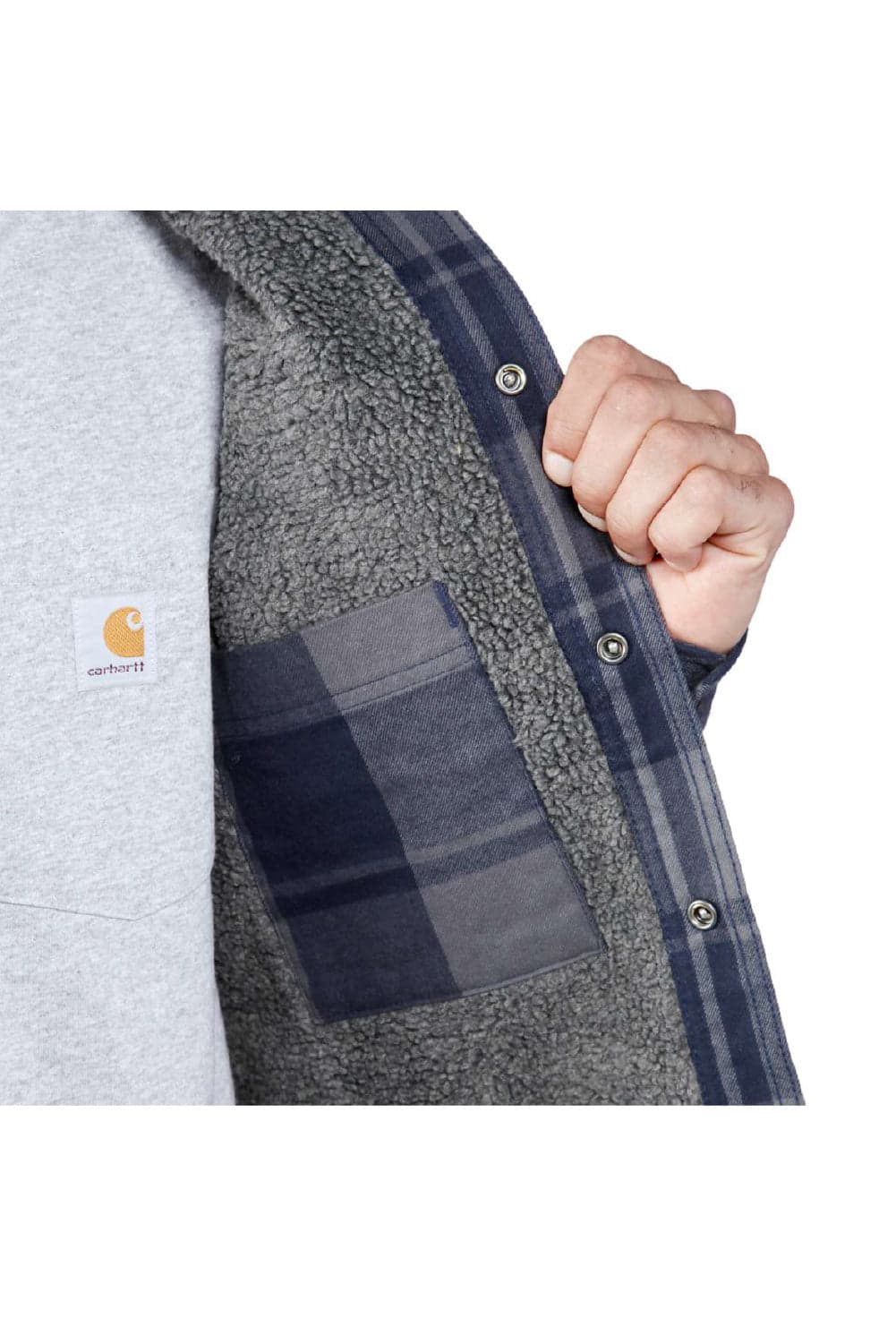 חולצת פלאנל משובצת עם בטנת שרפה - Carhartt - Image 3